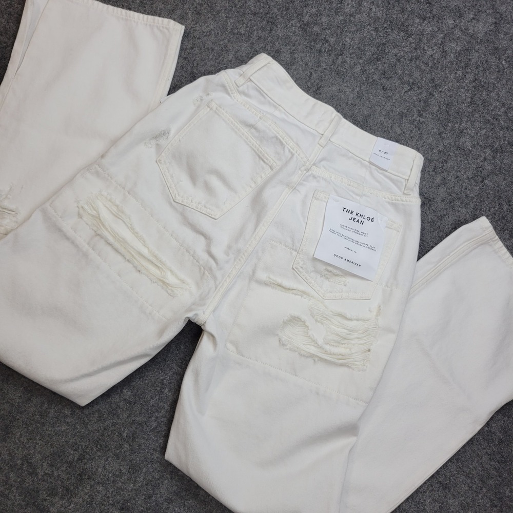 Good American Jeans Womens 4/27 The Khloe White Super High Rise Waist Cinching